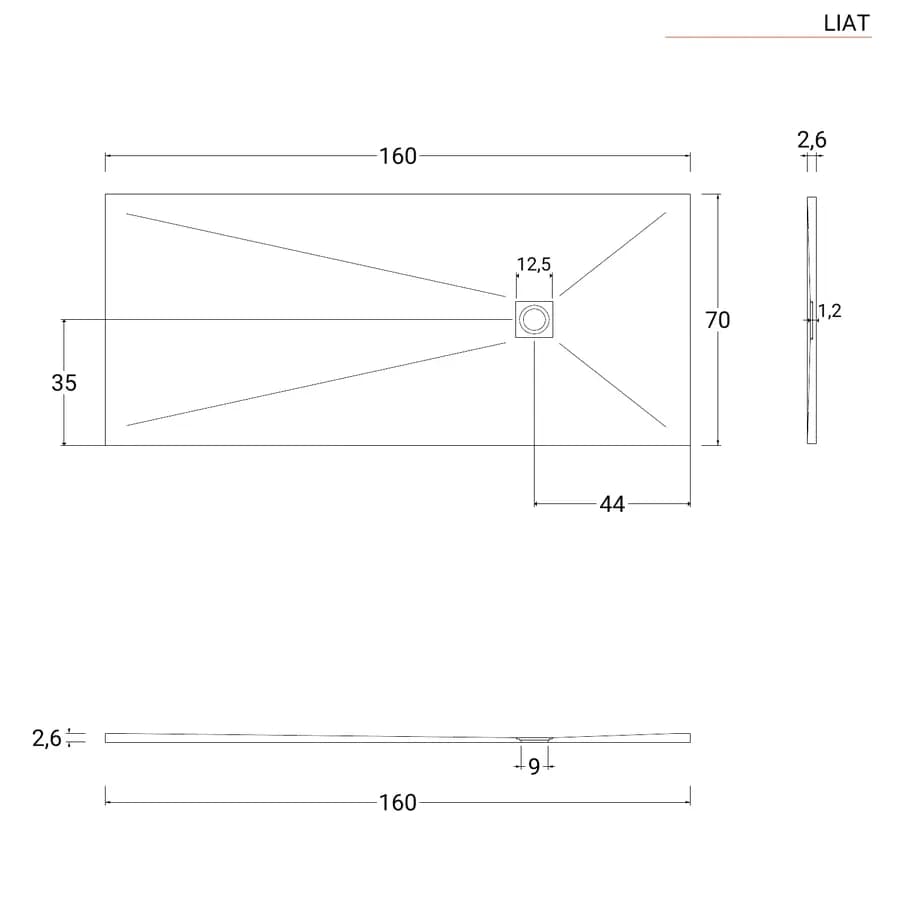 Piatto doccia 160x70 cm bianco effetto pietra riducibile - Liat
