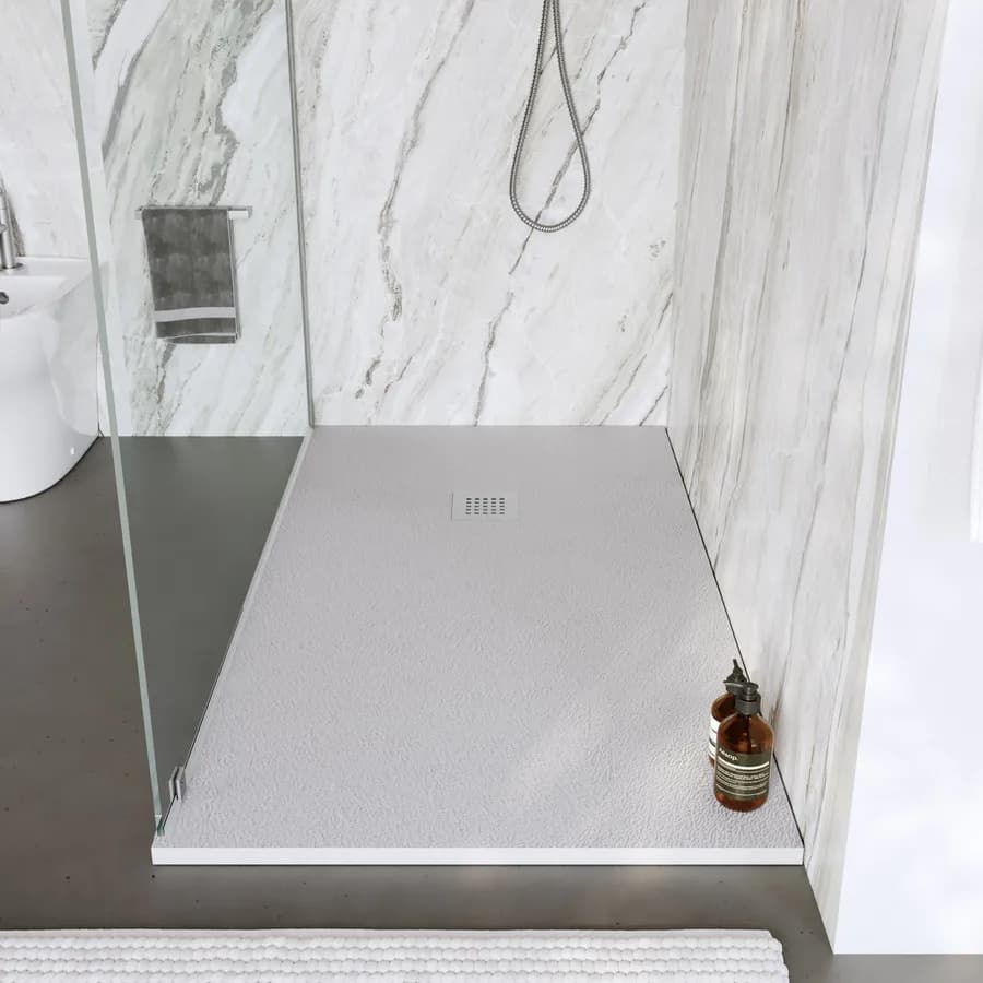 Piatto doccia 160x70 cm grigio effetto pietra riducibile - Liat