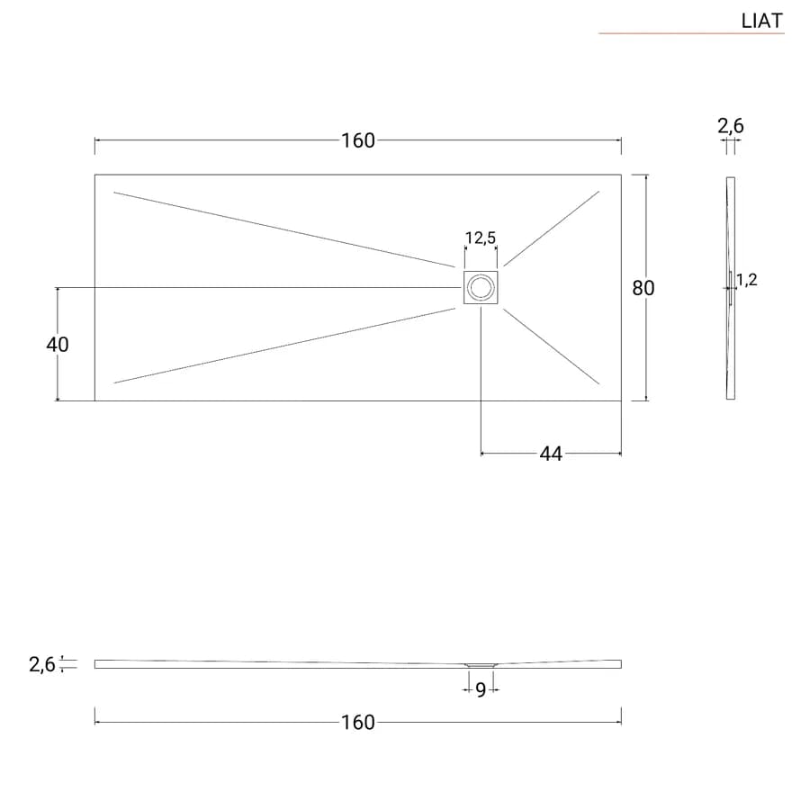 Piatto doccia 160x80 cm antracite effetto pietra riducibile - Liat