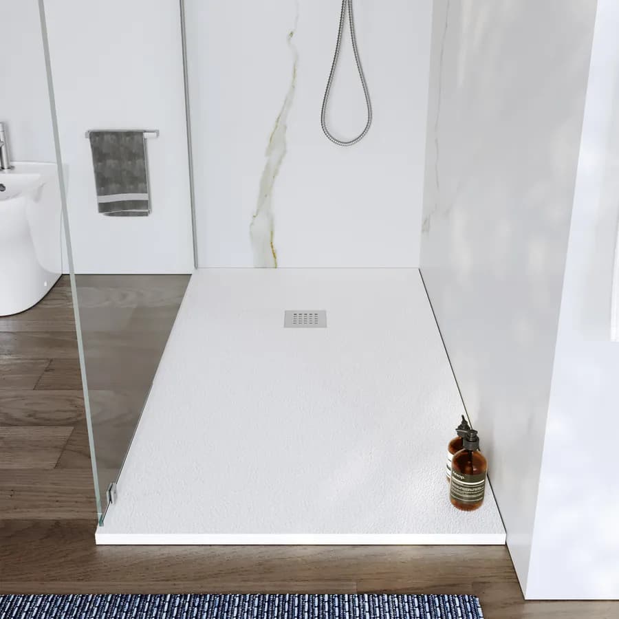 Piatto doccia 160x80 cm bianco effetto pietra riducibile - Liat