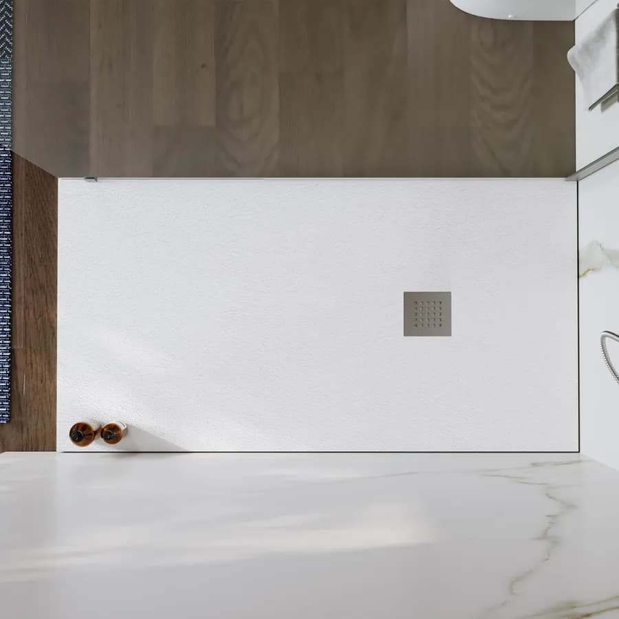 Piatto doccia 160x90 cm bianco effetto pietra riducibile - Liat