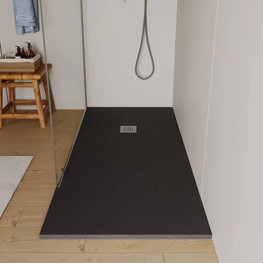 Piatto doccia 170x100 cm antracite effetto pietra riducibile - Liat