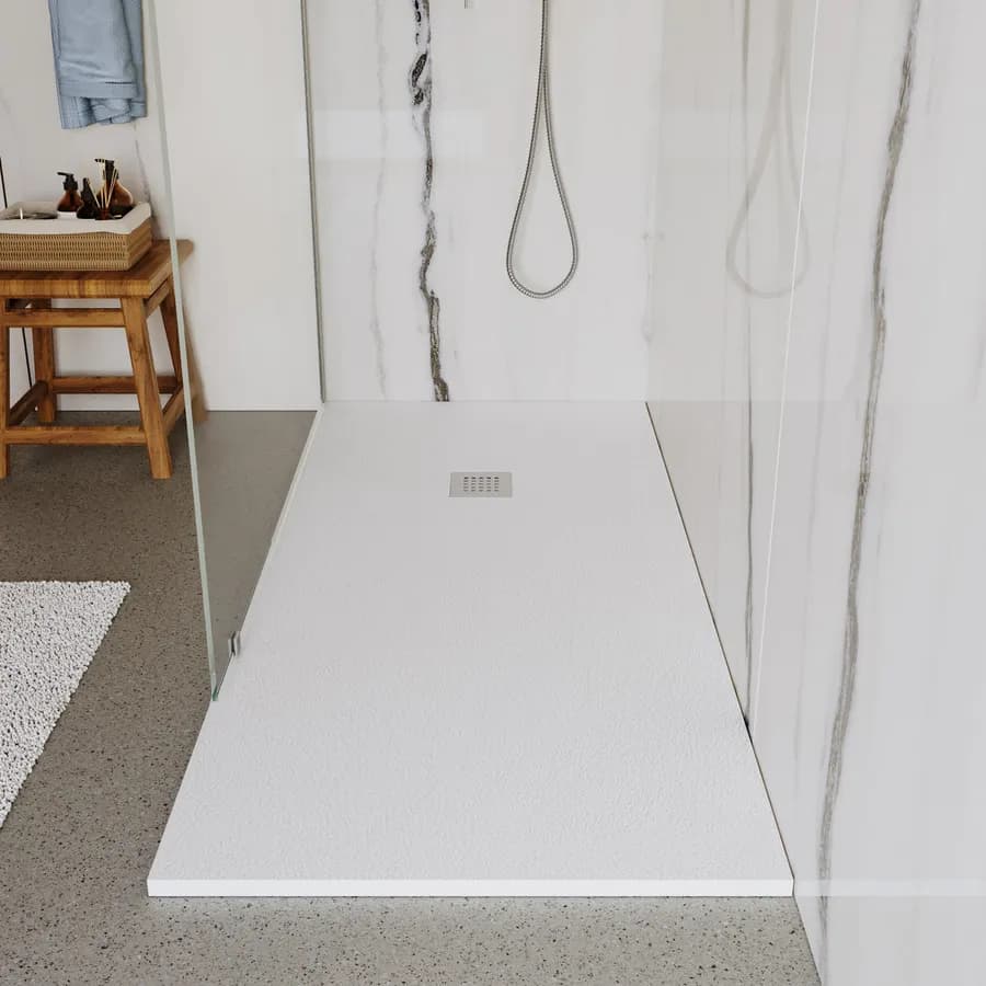 Piatto doccia 170x70 cm bianco effetto pietra riducibile - Liat