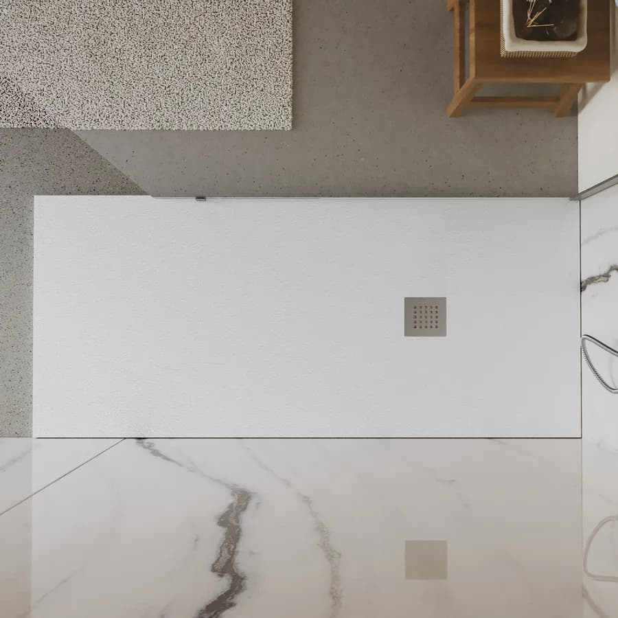 Piatto doccia 170x70 cm bianco effetto pietra riducibile - Liat