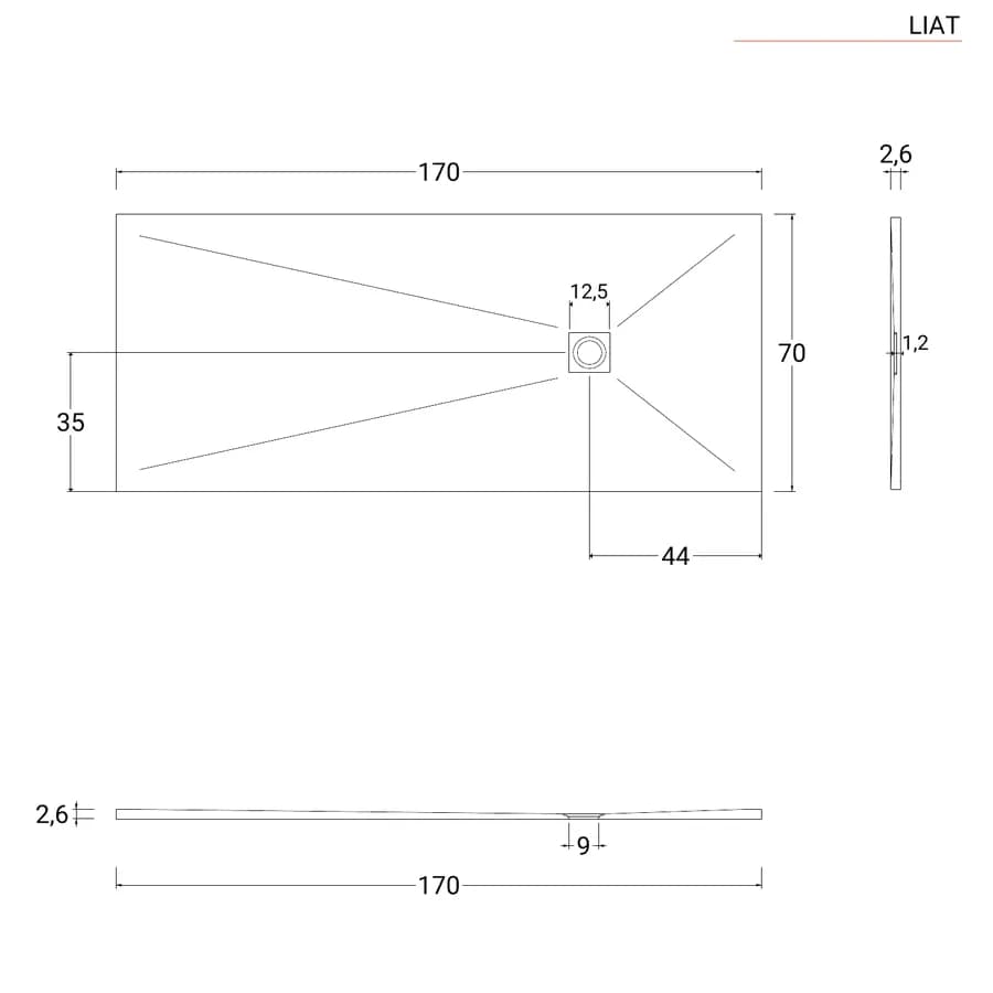Piatto doccia 170x70 cm bianco effetto pietra riducibile - Liat