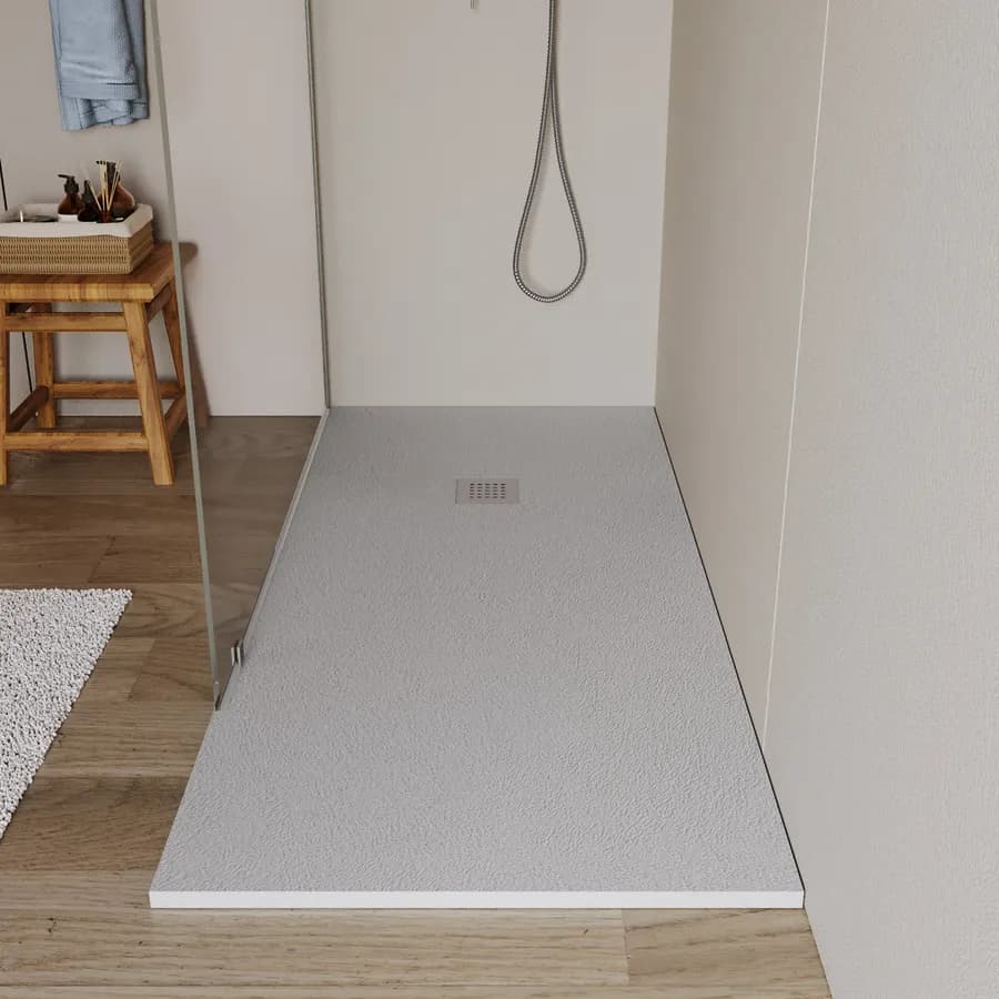 Piatto doccia 170x70 cm grigio effetto pietra riducibile - Liat