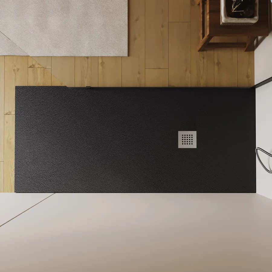 Piatto doccia 170x90 cm antracite effetto pietra riducibile - Liat