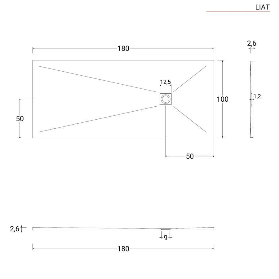 Piatto doccia 180x100 cm bianco effetto pietra riducibile - Liat