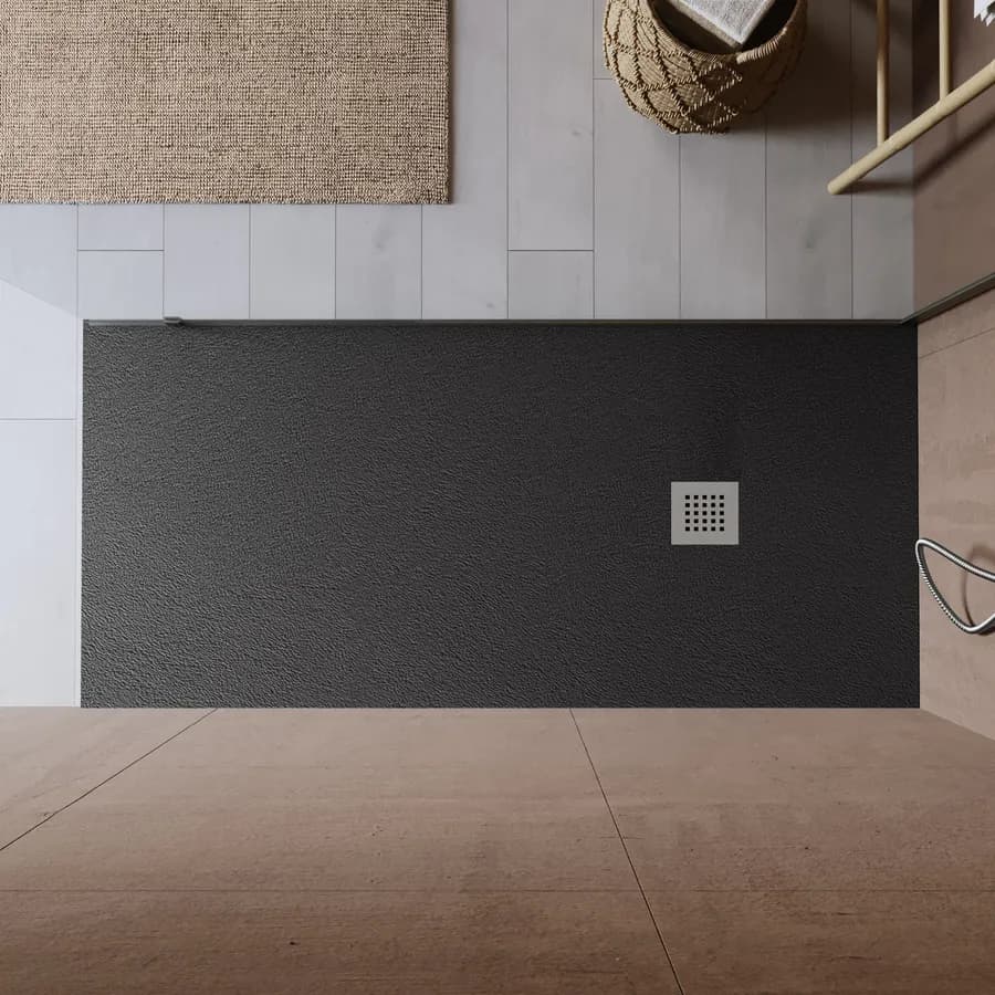 Piatto doccia 180x70 cm antracite effetto pietra riducibile - Liat