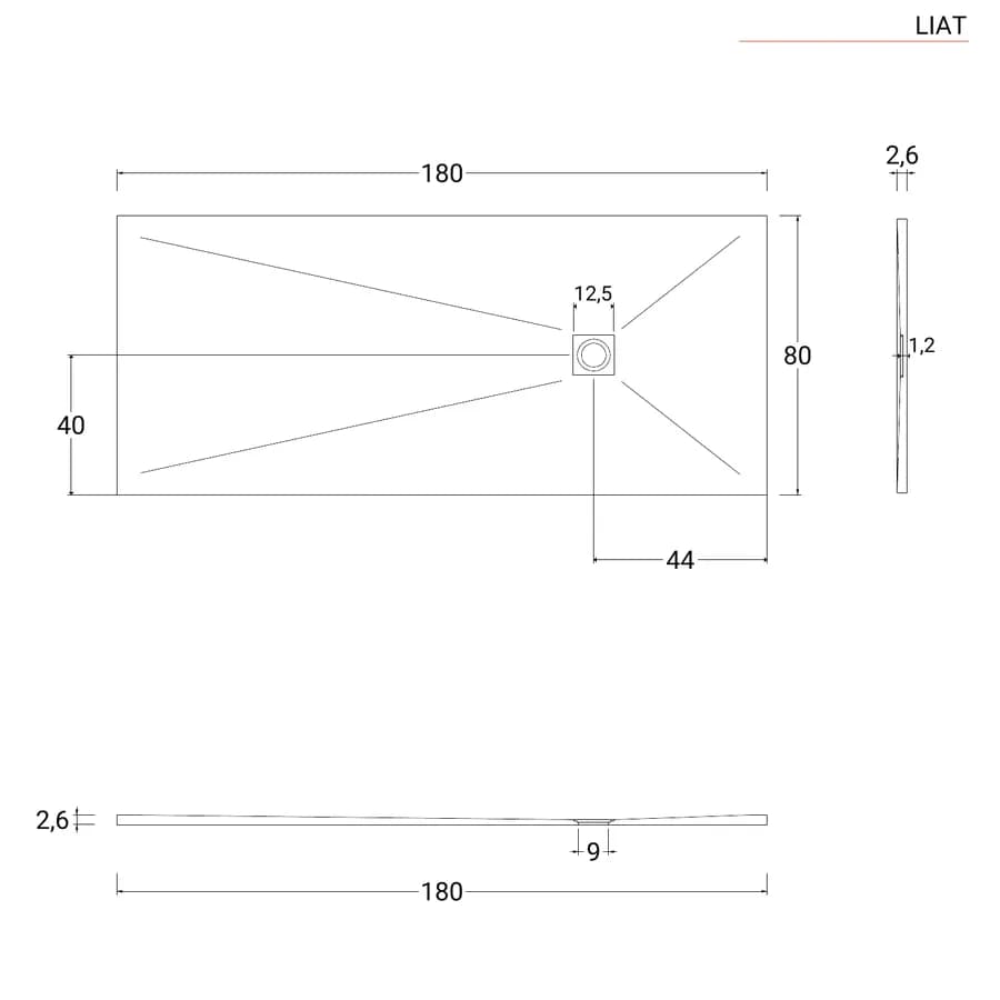 Piatto doccia 180x80 cm bianco effetto pietra riducibile - Liat