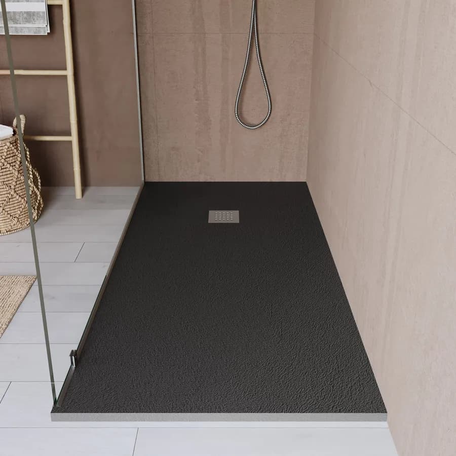 Piatto doccia 190x100 cm antracite effetto pietra riducibile - Liat