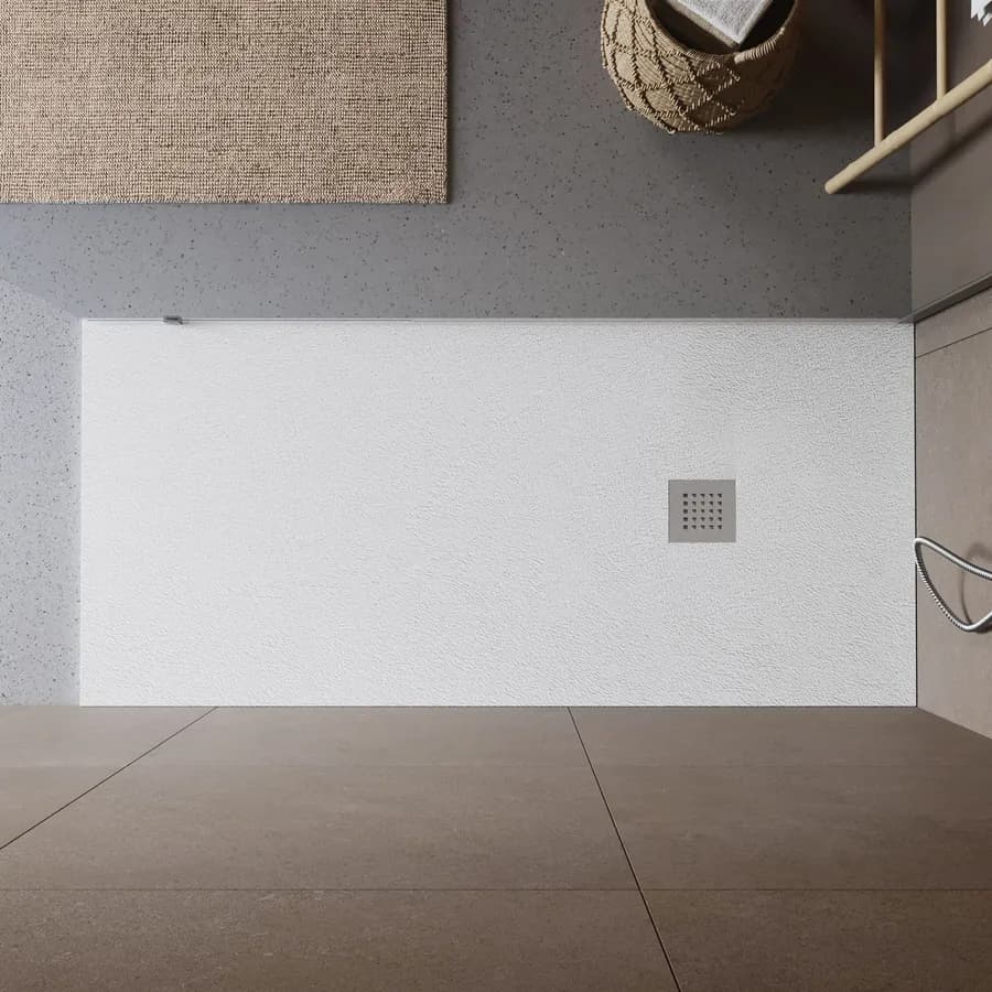 Piatto doccia 190x70 cm bianco effetto pietra riducibile - Liat