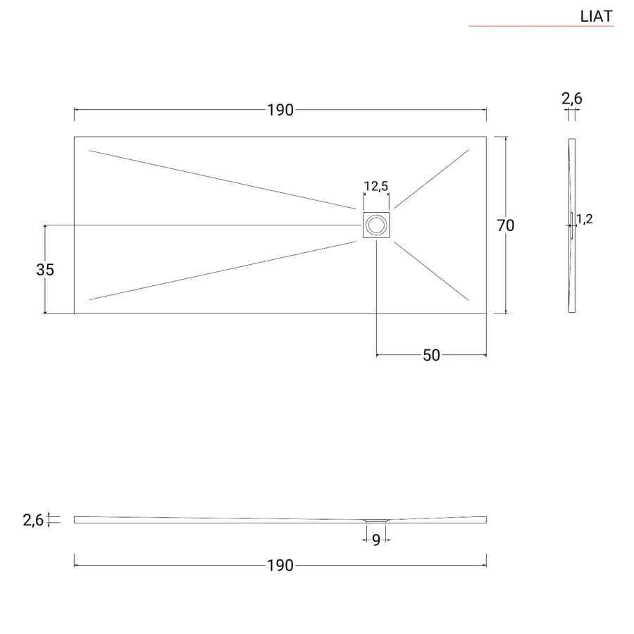 Piatto doccia 190x70 cm bianco effetto pietra riducibile - Liat