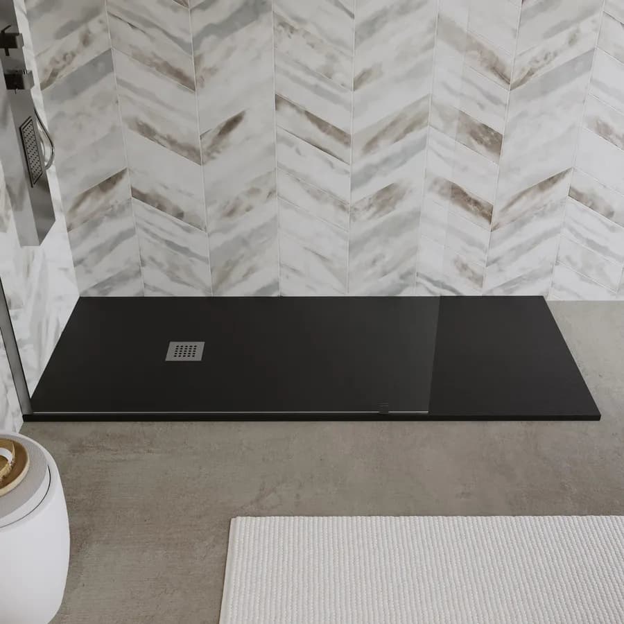 Piatto doccia 190x80 cm antracite effetto pietra riducibile - Liat