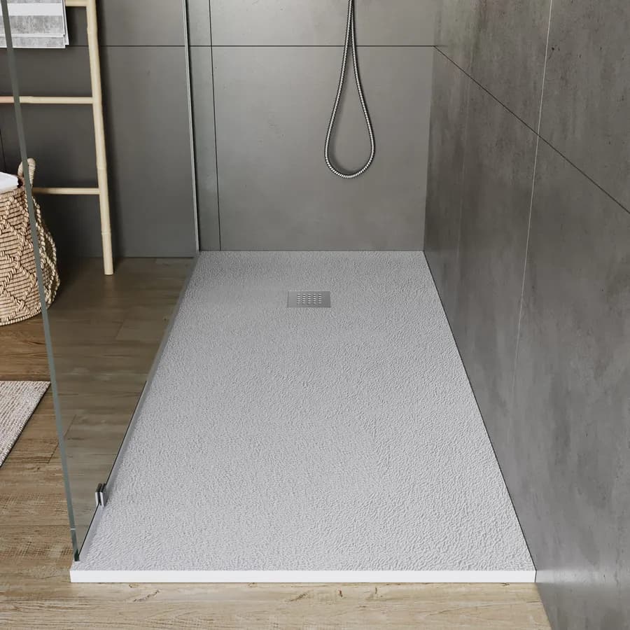Piatto doccia 190x90 cm grigio effetto pietra riducibile - Liat