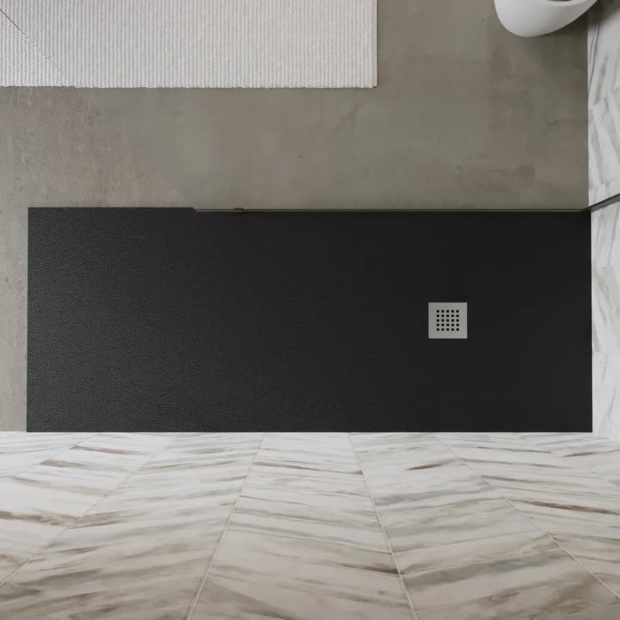 Piatto doccia 200x80 cm antracite effetto pietra riducibile - Liat