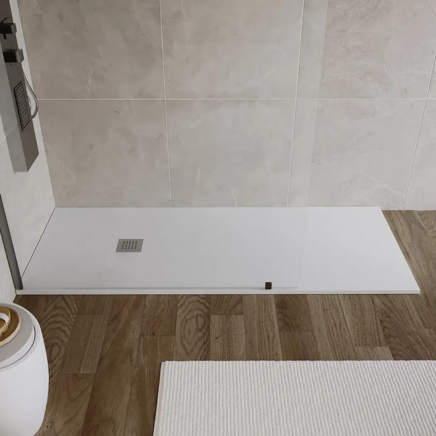 Piatto doccia 200x80 cm bianco effetto pietra riducibile - Liat