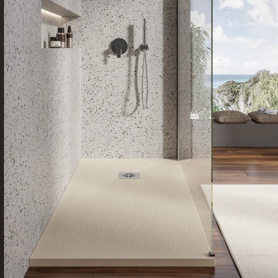 Piatto doccia 70 X 150 cm effetto pietra riducibile sabbia - Nalos