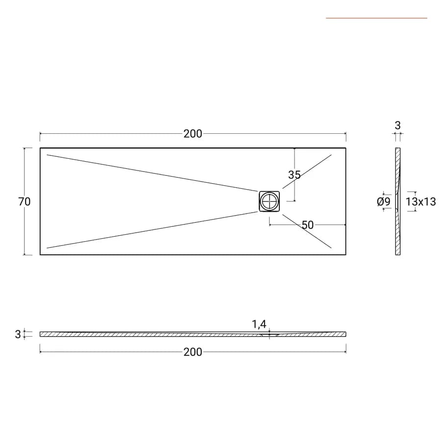 Piatto doccia 70 X 200 cm effetto pietra riducibile bianco - Nalos