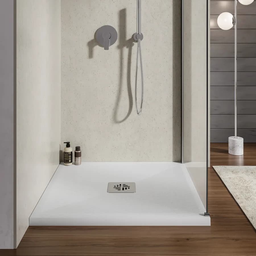 Piatto doccia 70 X 70 cm effetto pietra riducibile bianco - Nalos