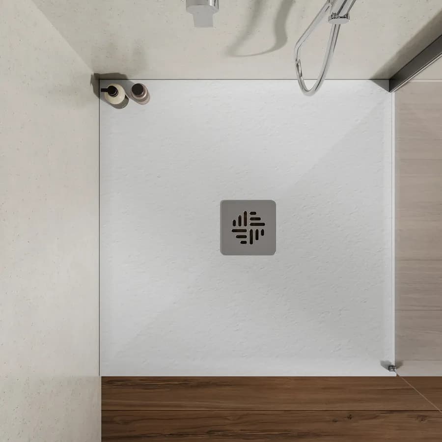 Piatto doccia 70 X 70 cm effetto pietra riducibile bianco - Nalos