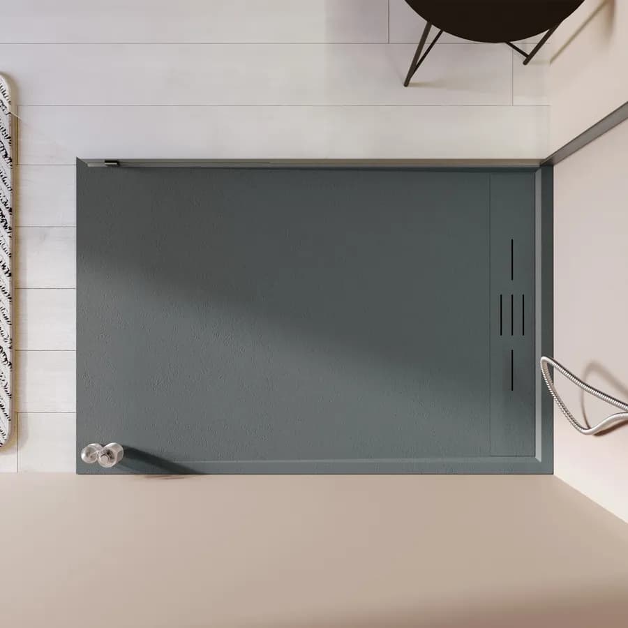 Piatto doccia 70x120 cm grigio scuro effetto pietra riducibile - Block