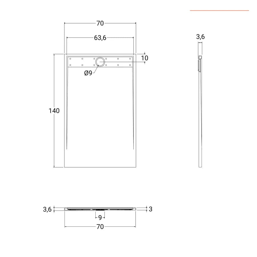Piatto doccia 70x140 cm bianco effetto pietra riducibile - Block