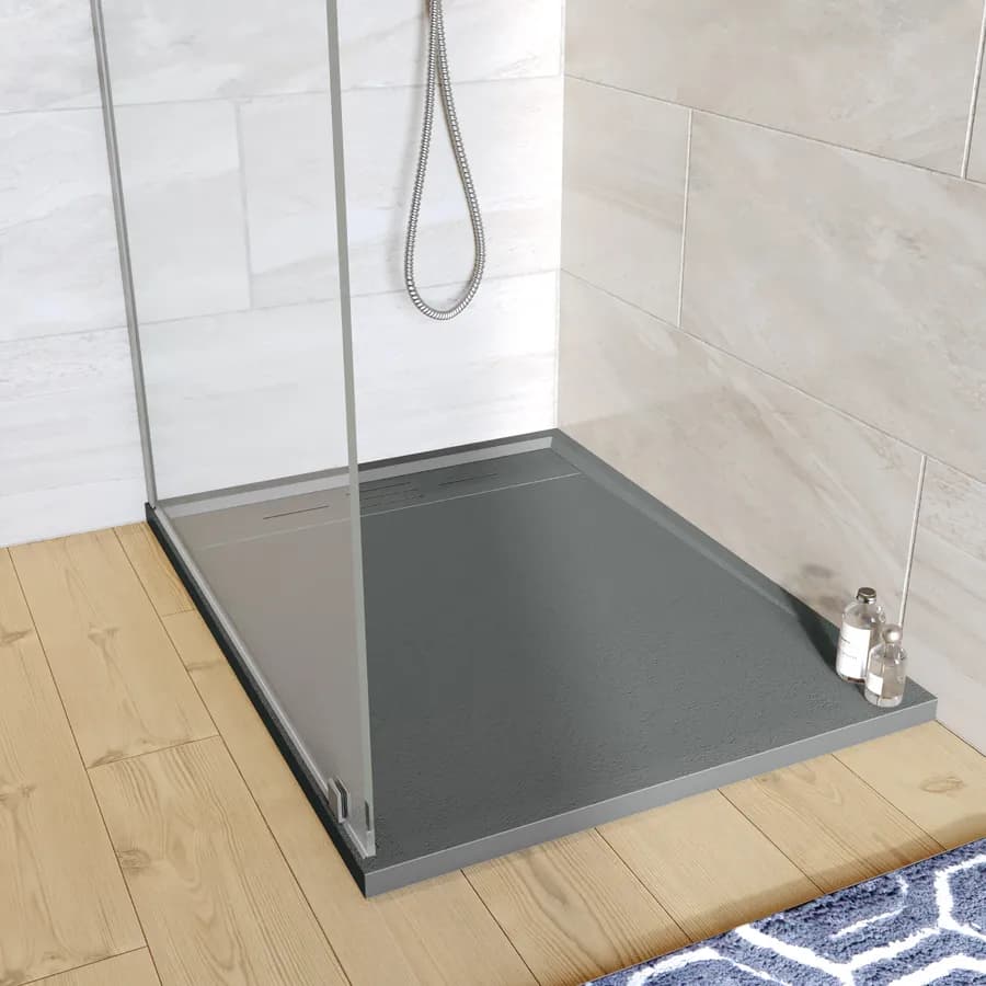 Piatto doccia 70x90 cm grigio scuro effetto pietra riducibile - Block