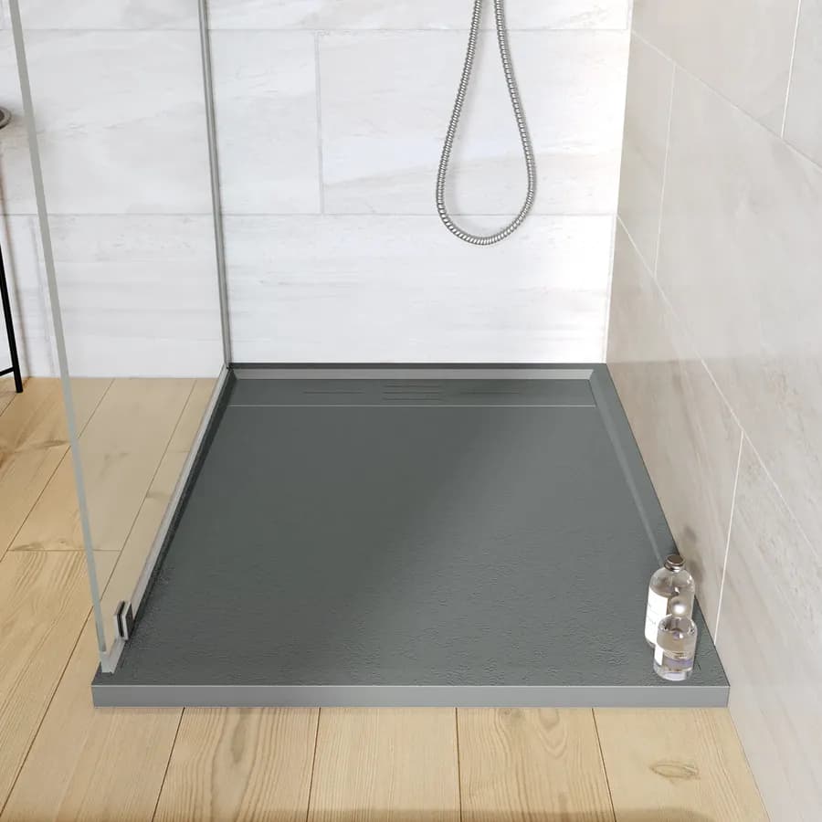 Piatto doccia 70x90 cm grigio scuro effetto pietra riducibile - Block
