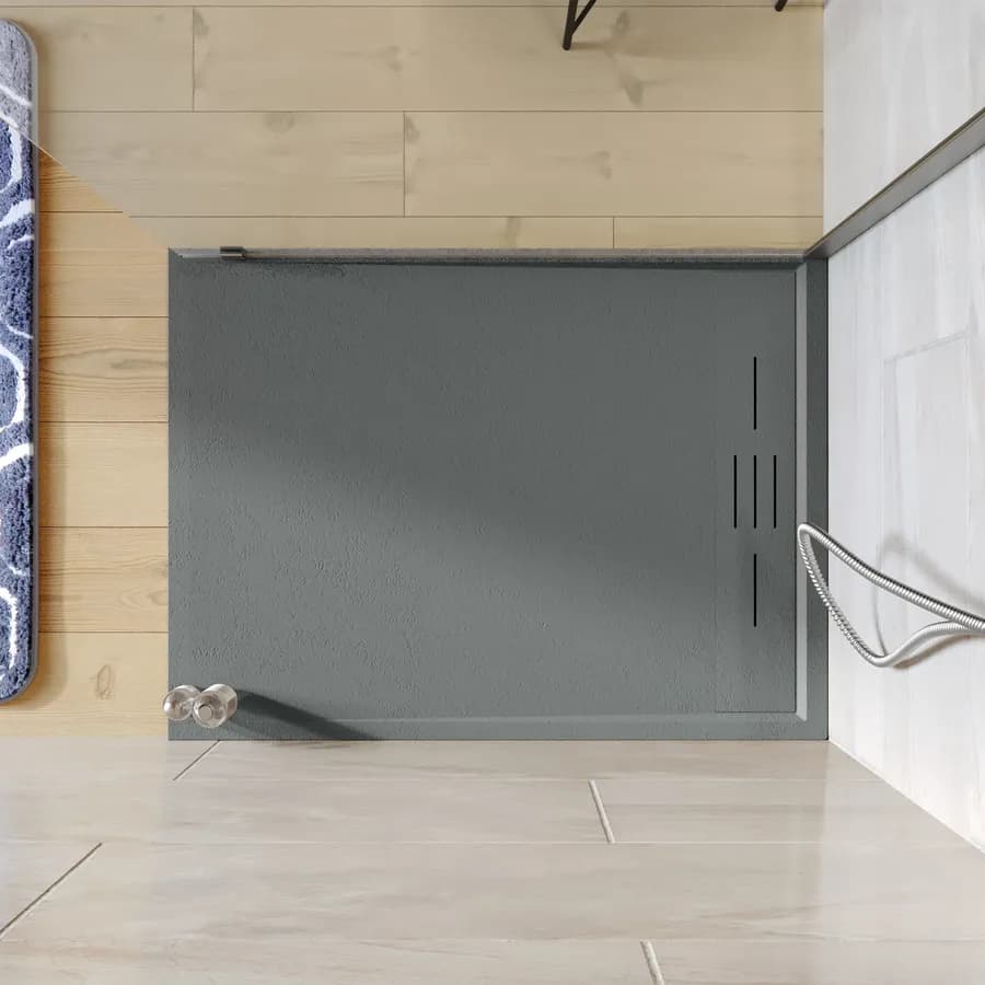Piatto doccia 70x90 cm grigio scuro effetto pietra riducibile - Block