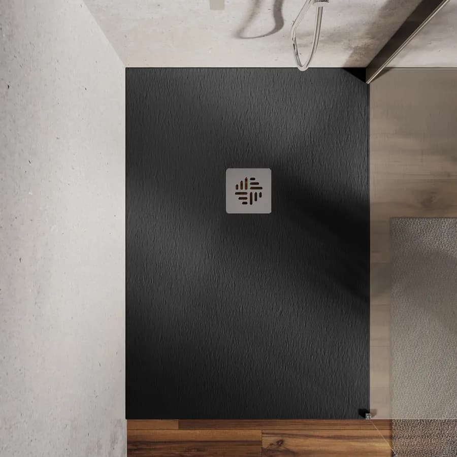 Piatto doccia 80 X 110 cm effetto pietra riducibile nero - Nalos