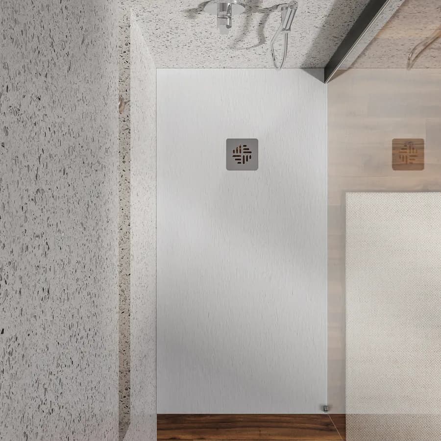 Piatto doccia 80 X 150 cm effetto pietra riducibile bianco - Nalos