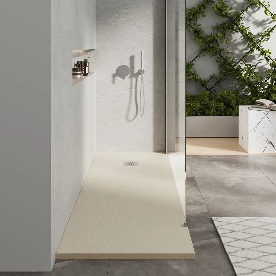 Piatto doccia 80 X 200 cm effetto pietra riducibile sabbia - Nalos