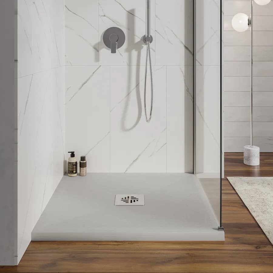 Piatto doccia 80 X 80 cm effetto pietra riducibile grigio - Nalos