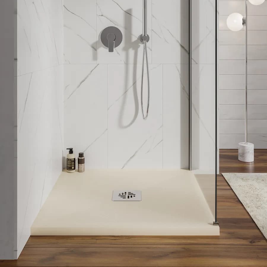 Piatto doccia 80 X 80 cm effetto pietra riducibile sabbia - Nalos