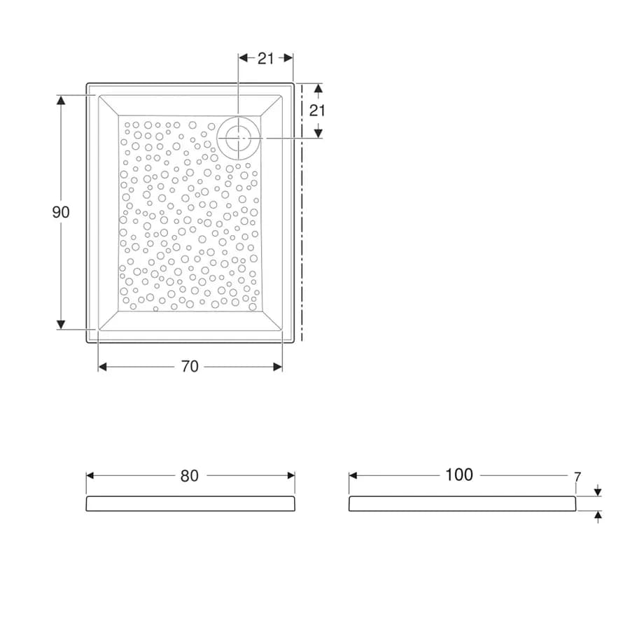 Piatto doccia 80x100 cm Geberit Bastia ceramica smaltata bianco lucido
