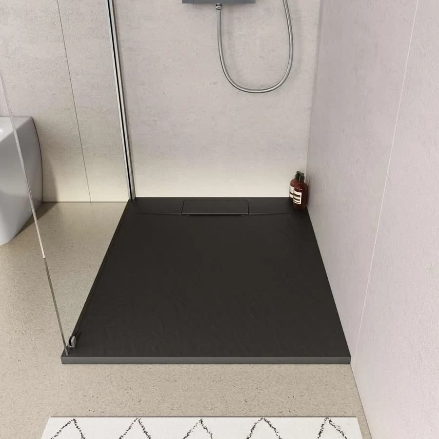 Piatto doccia 80x100 in resina effetto pietra ardesia nero - Kalf