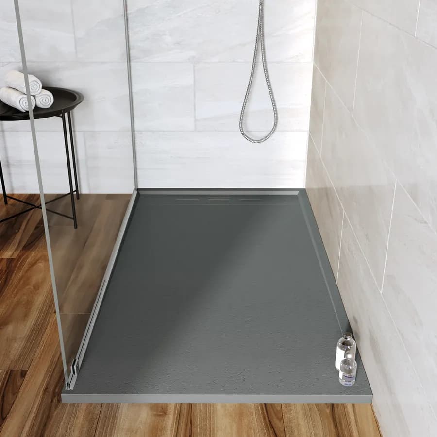 Piatto doccia 80x140 cm grigio scuro effetto pietra riducibile - Block