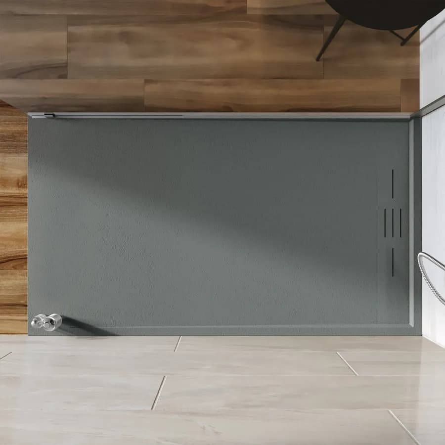 Piatto doccia 80x140 cm grigio scuro effetto pietra riducibile - Block