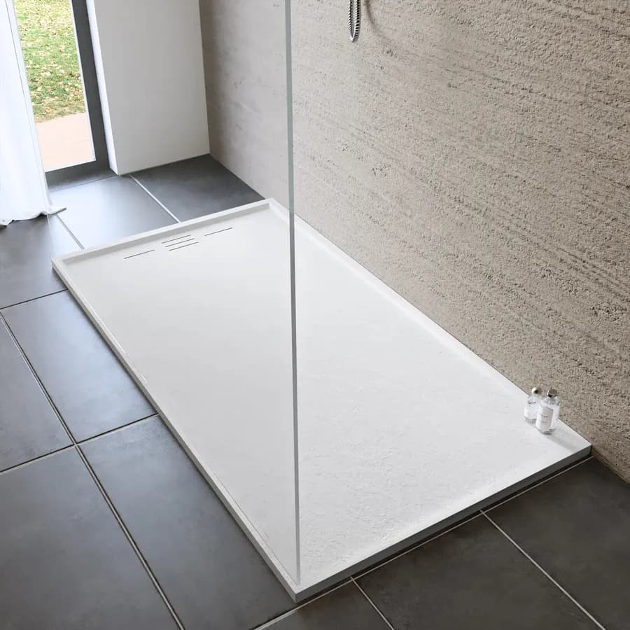 Piatto doccia 80x150 cm bianco effetto pietra riducibile - Block