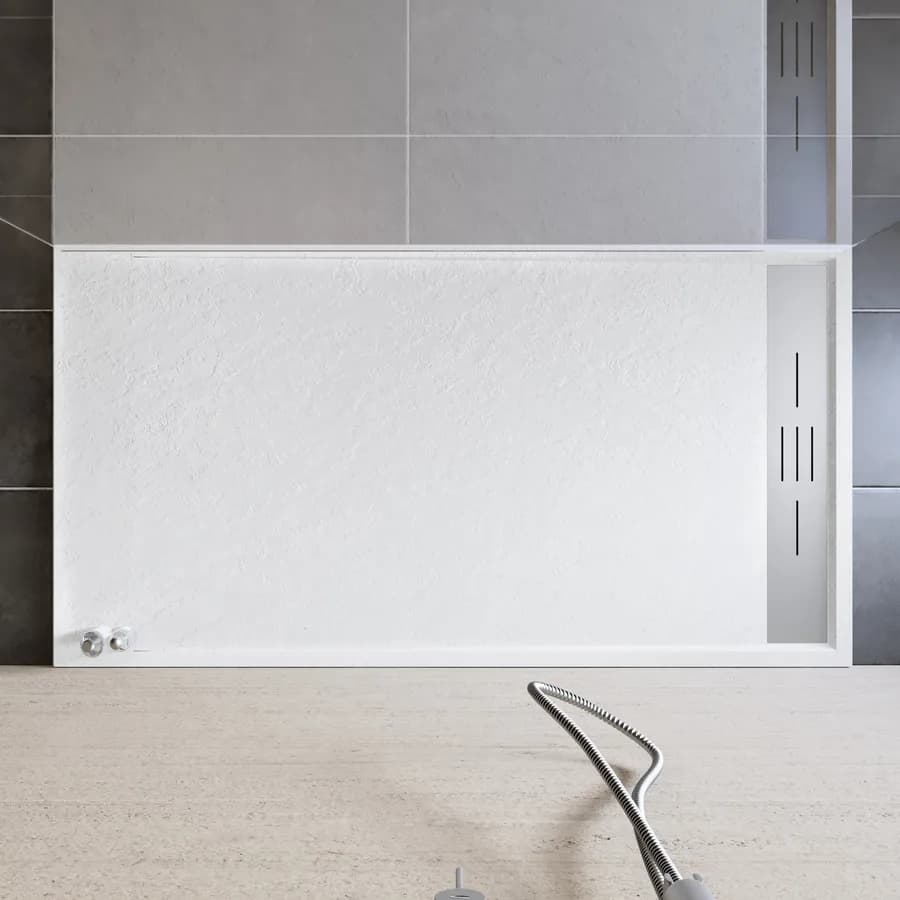 Piatto doccia 80x150 cm bianco effetto pietra riducibile - Trey