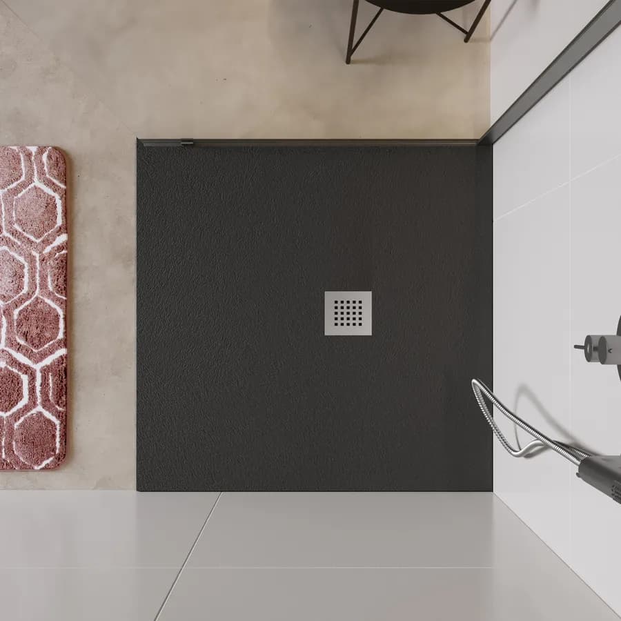 Piatto doccia 80x80 cm antracite effetto pietra riducibile - Liat