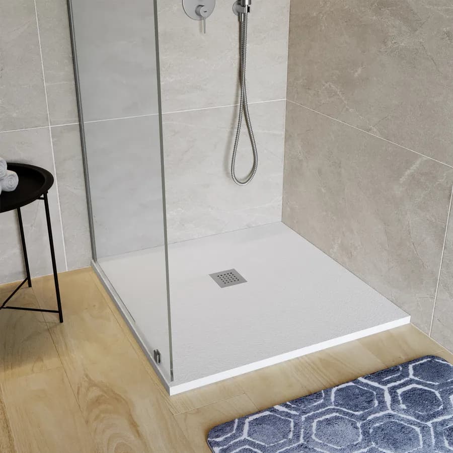 Piatto doccia 80x80 cm bianco effetto pietra riducibile - Liat