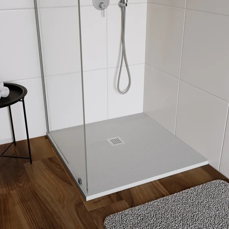 Piatto doccia 80x80 cm grigio effetto pietra riducibile - Liat