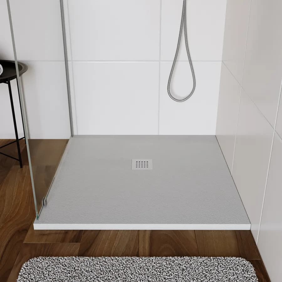 Piatto doccia 80x80 cm grigio effetto pietra riducibile - Liat