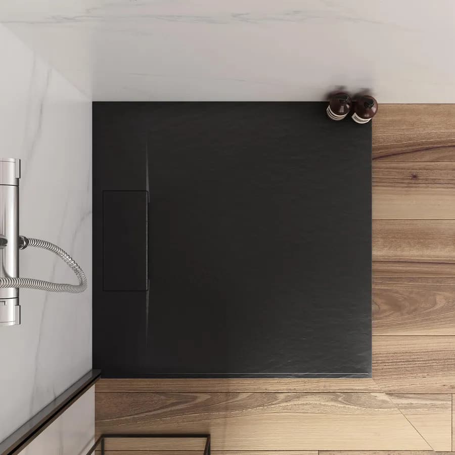 Piatto doccia 80x80 in resina effetto pietra ardesia nero - Kalf
