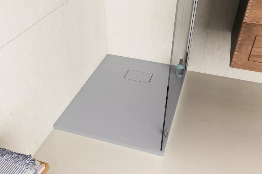 Piatto doccia 90x80 cm ultraslim riducibile grigio effetto pietra - Rok