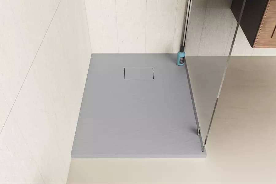 Piatto doccia 90x80 cm ultraslim riducibile grigio effetto pietra - Rok
