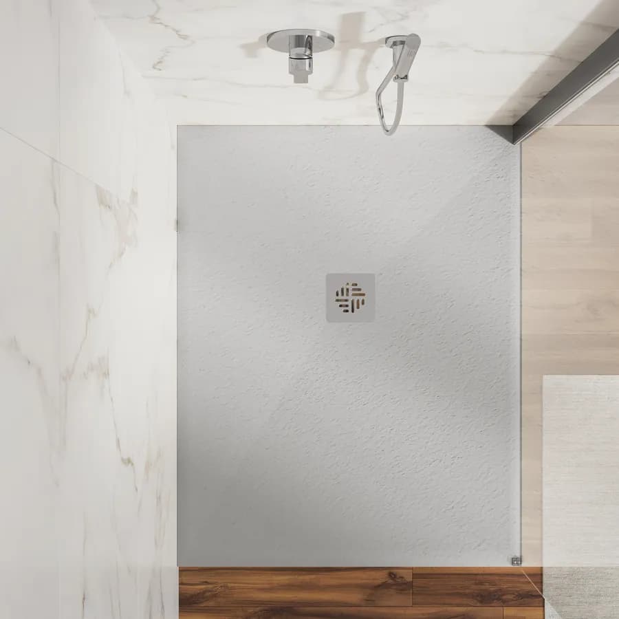 Piatto doccia 90 X 110 cm effetto pietra riducibile grigio - Nalos