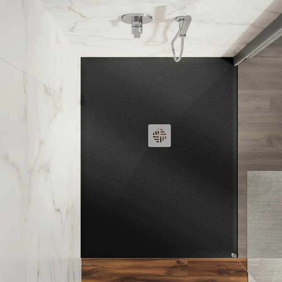 Piatto doccia 90 X 110 cm effetto pietra riducibile nero - Nalos